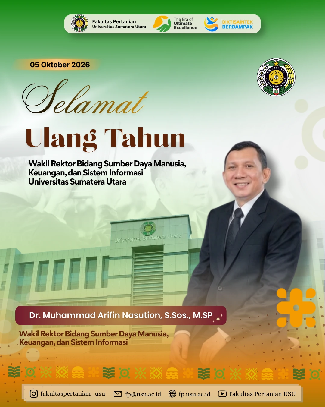 FP USU Extends Birthday Greetings to Dr. Muhammad Arifin Nasution